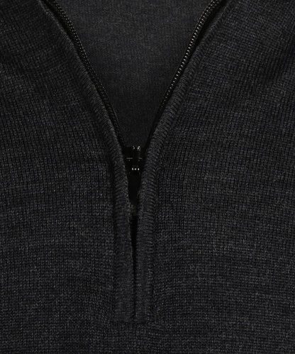Merino wool zip collar sweater | Charcoal