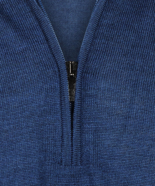 Pullover Merinowol ritskraag | Blauw