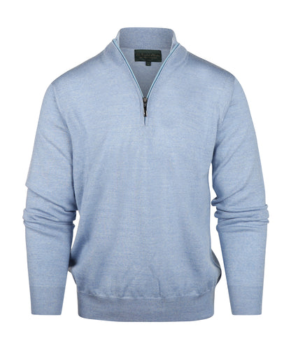 Merino Half Zip Pullover | Licht Blauw