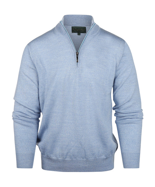 Pullover Merinowol ritskraag | Licht Blauw