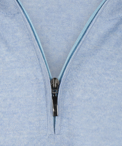 Merino Half Zip Pullover | Licht Blauw
