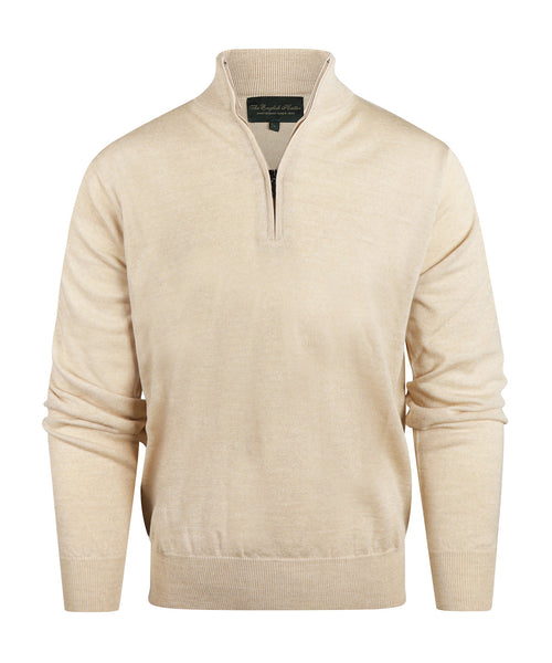 Merinowollpullover mit Reißverschlusskragen | Beige