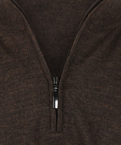 Merino Half Zip Pullover | Donker Bruin