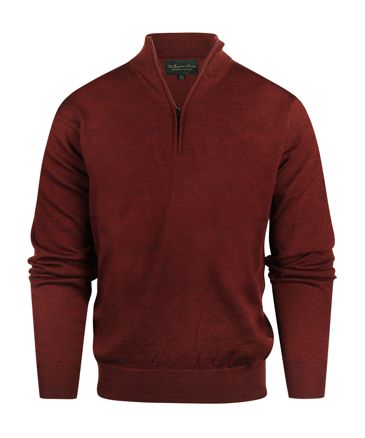 Merino wool sweater with zip collar | Bordeaux