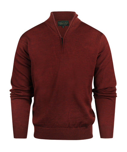 Merino wool sweater with zip collar | Bordeaux