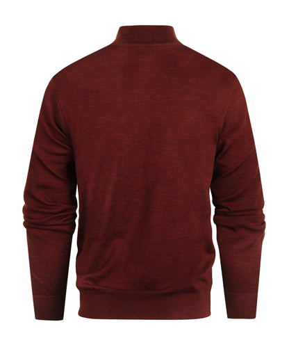 Merino wool sweater with zip collar | Bordeaux