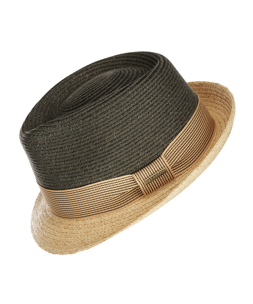 Twotone Toyo Trilby Raffia Hoed | Groen