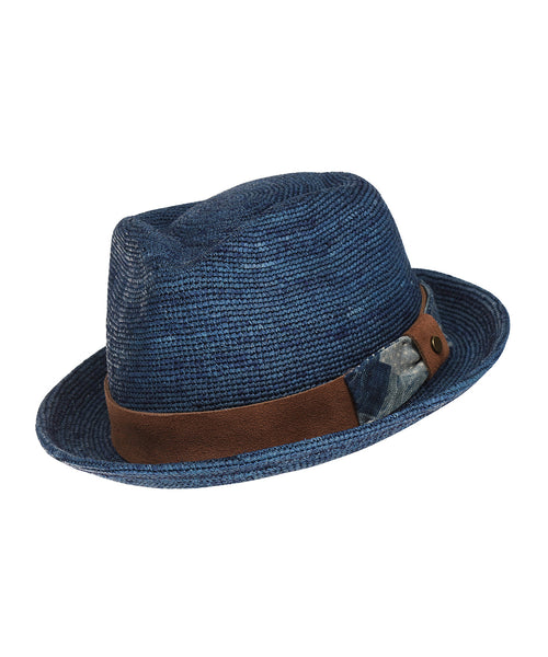 Crochet Player Raffia Hoed | Navy Blauw