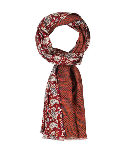 Sjaal 100% Zijde | Rood Paisley