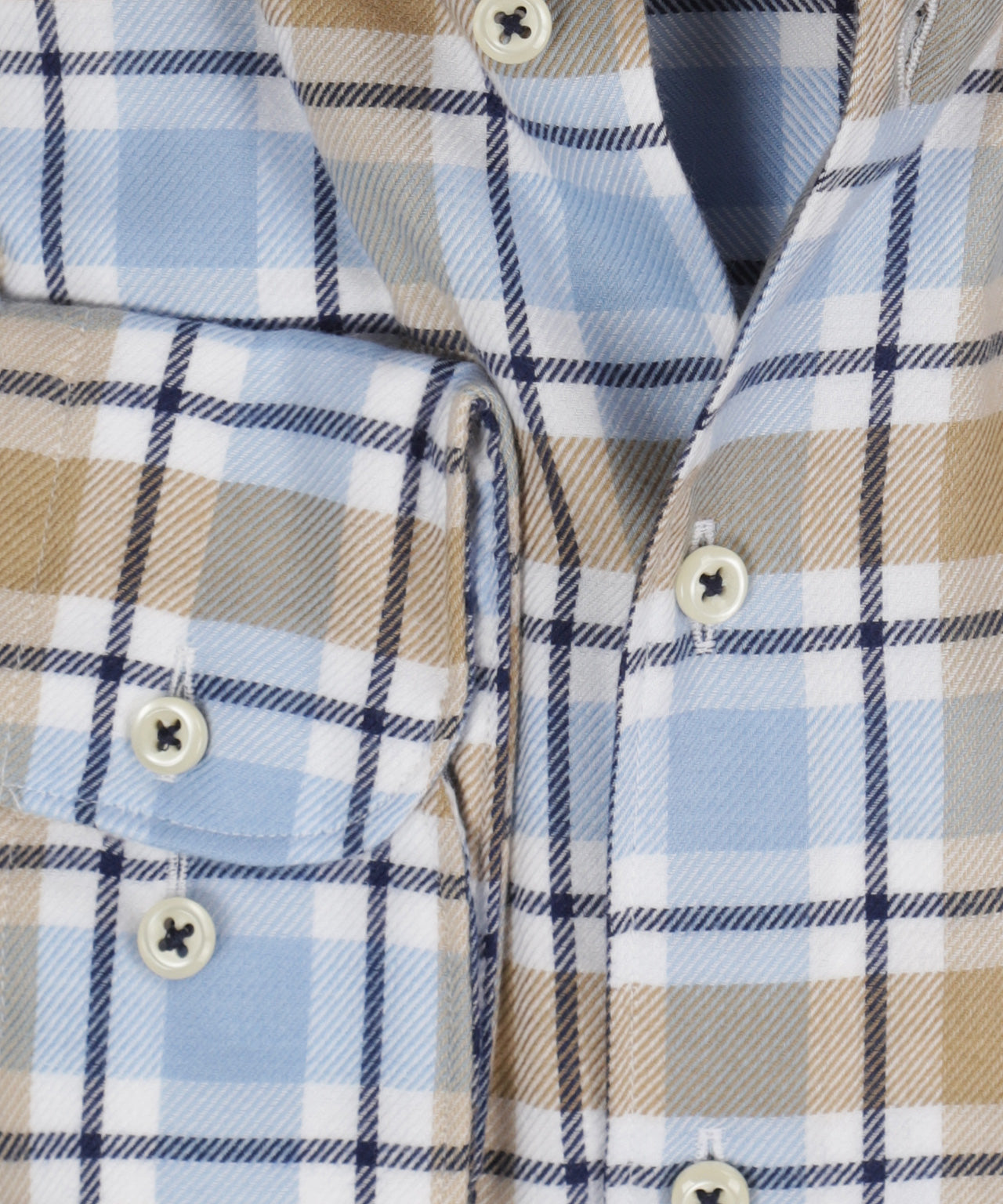 Shirt Brushed Cotton | Grote ruit Blauw/Khaki/Wit