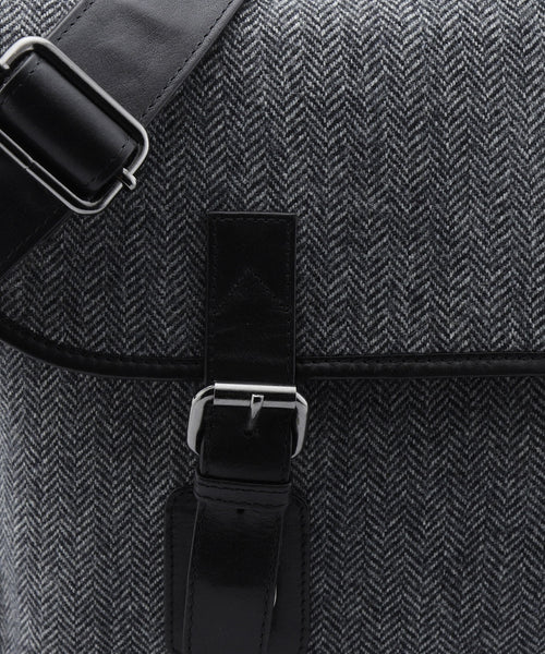 Laptop Tas Tweed met leer | Zwart