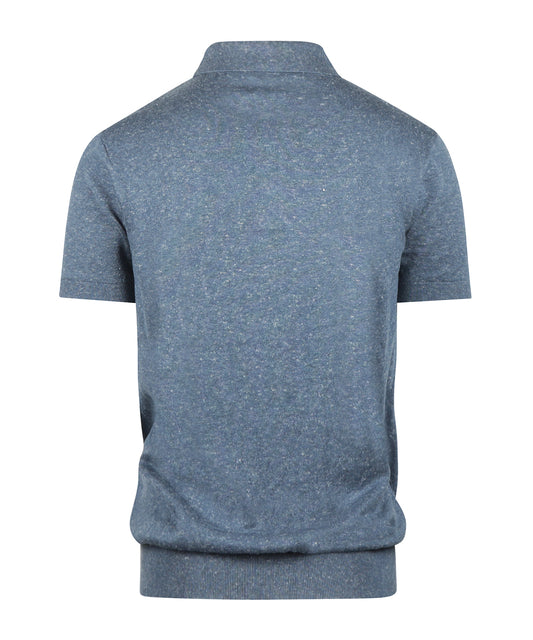 Barbour Muston Linen Blend Polo | Denim Blue