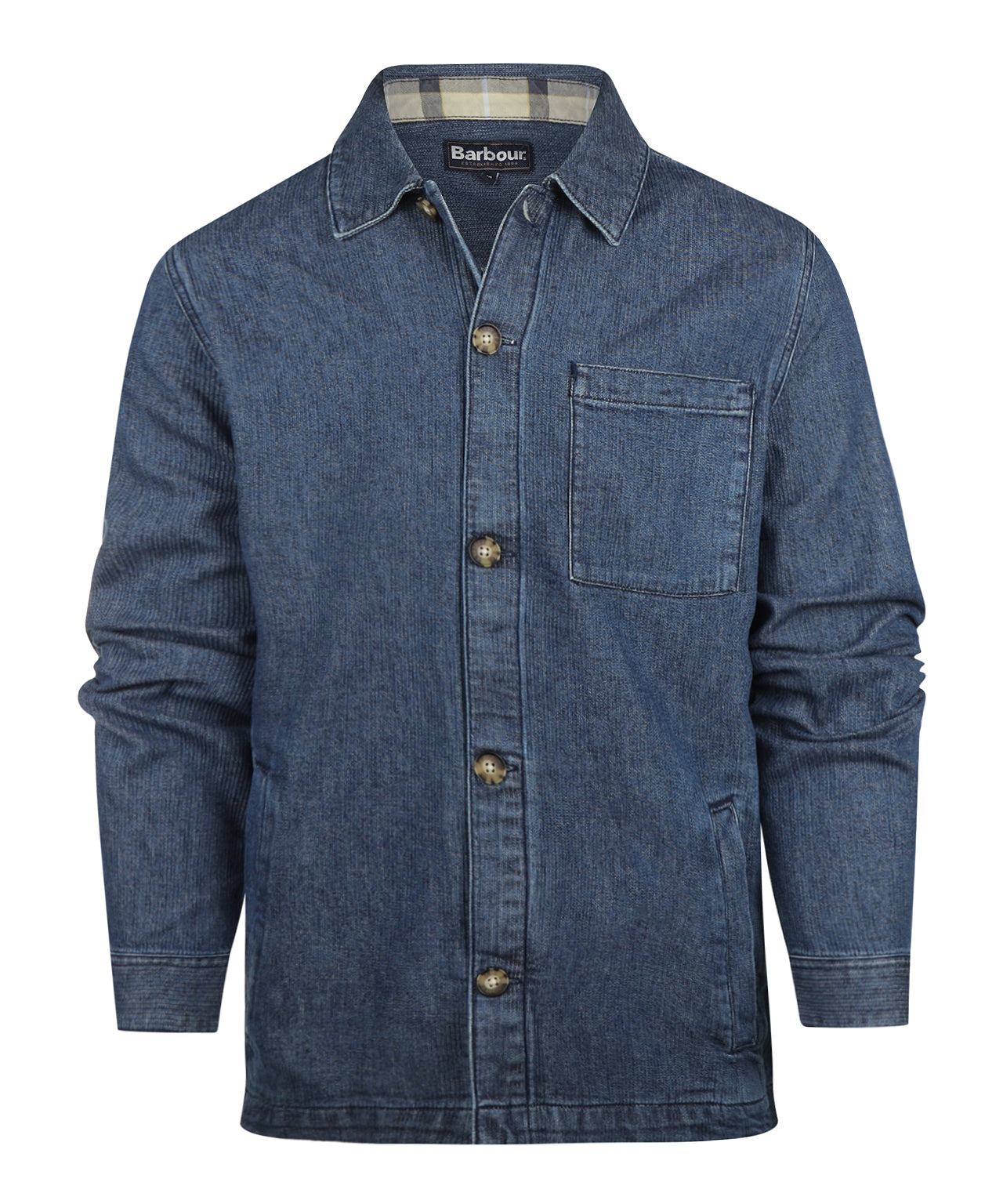 AickmenTextured Denim Overshirt | Indigo