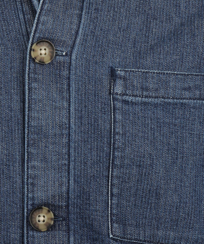 AickmenTextured Denim Overshirt | Indigo
