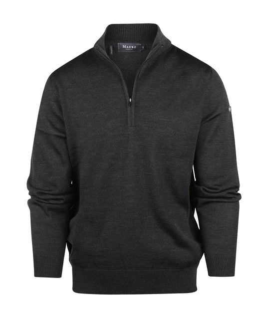 Maerz Pullover mit halbem Reißverschluss | Holzkohle