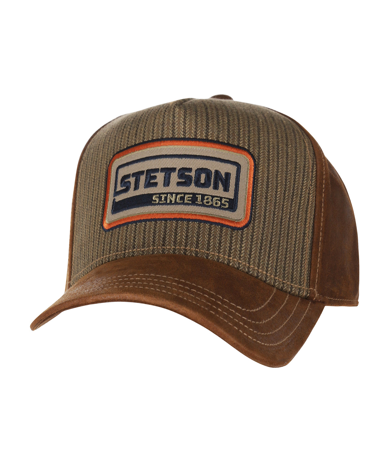 Stetson Trucker Cap, Baumwoll-Leinen-Streifen | Braun