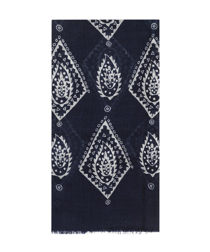 Stetson-Schal Sommer Abstraktes Paisley | Marineblau