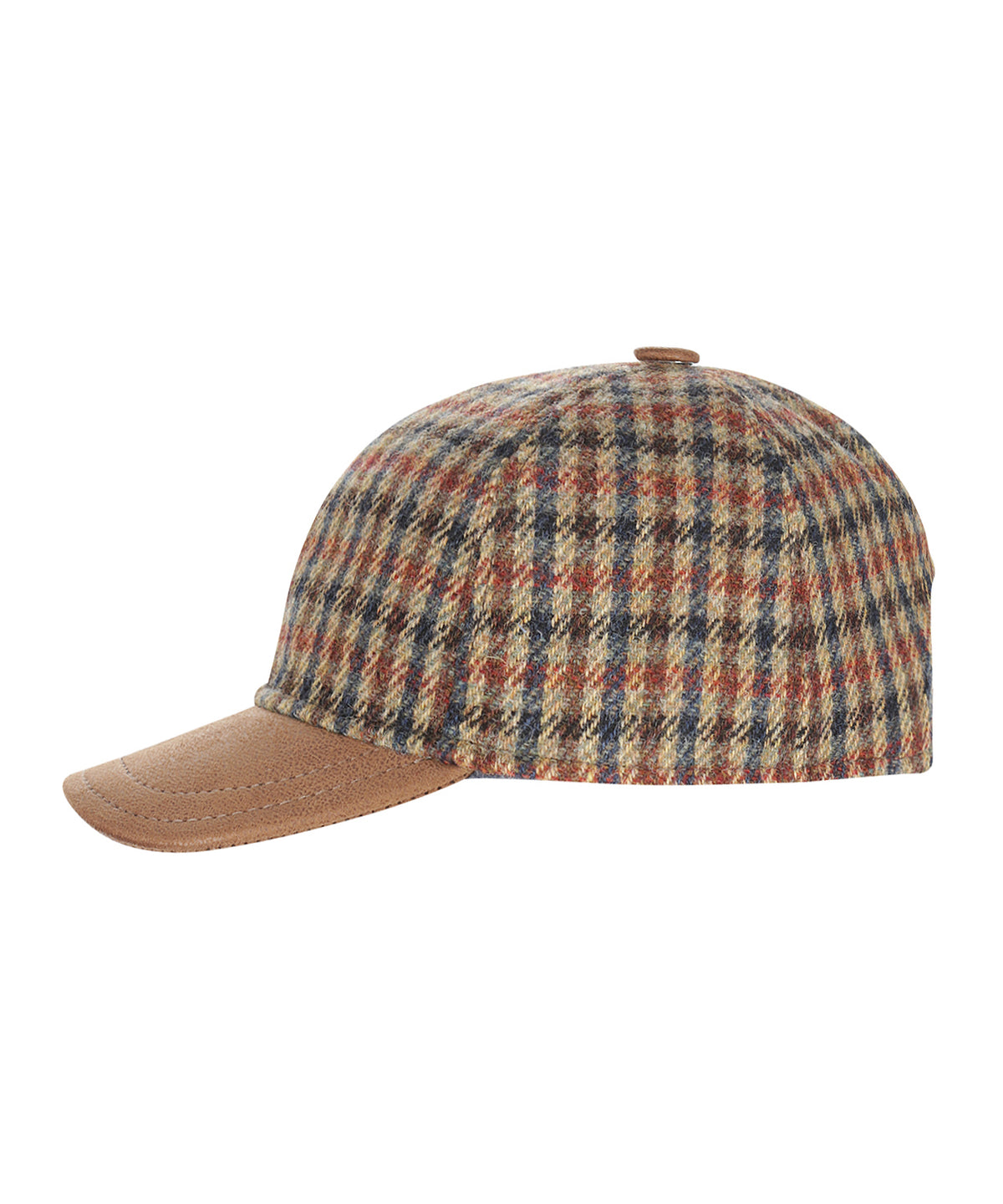 Baseball-Cap 100% Wolle | Hellbraun Karo Melange
