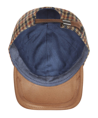 Baseball-Cap 100% Wolle | Hellbraun Karo Melange
