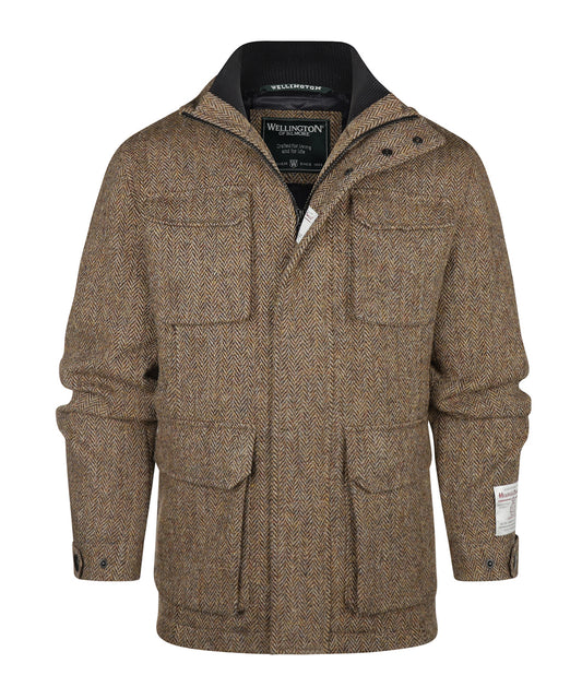 Harris Tweed Stanford Feldjacke | Brauner Fischgrät