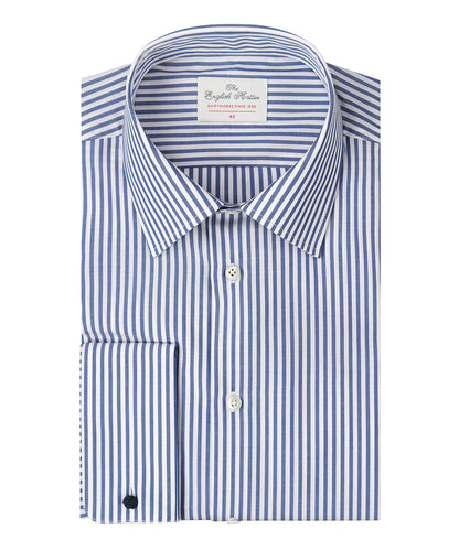 Shirt Dubbele Manchet | Donkerblauw Streep