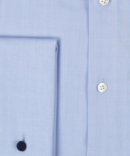 Hemd mit Umschlagmanschette | Blaues Hahnentrittmuster