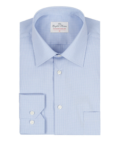 Non Iron Shirt Semi Widespread | Middenblauw ruit