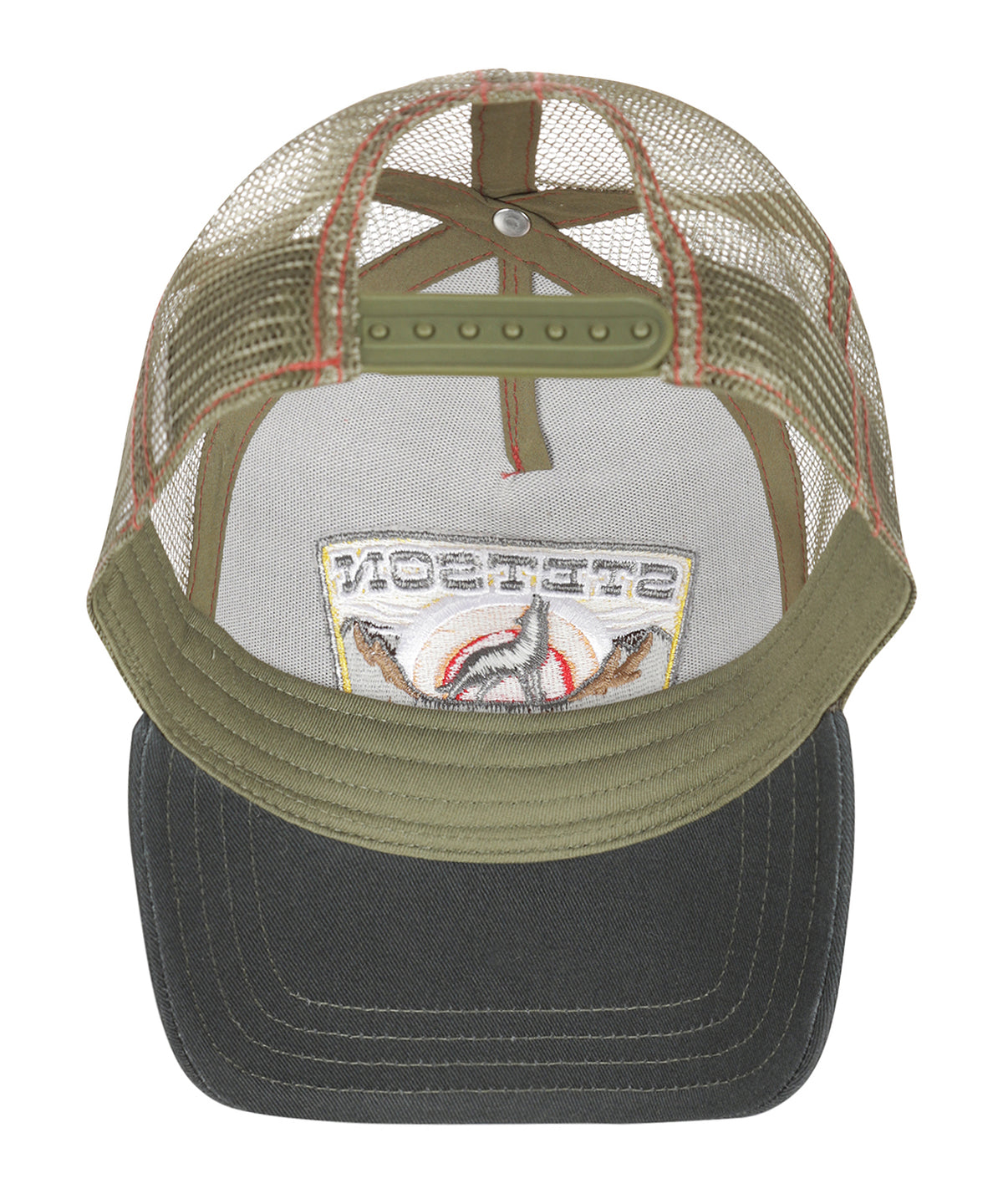 Trucker Cap Wolf | Donkergroen Rood Olijf