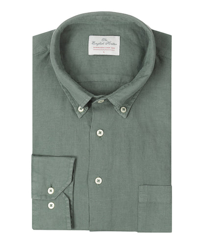 Shirt Garment Washed Linnen | Donkergroen