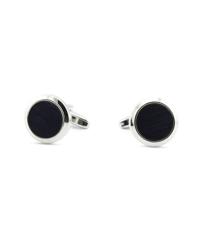 Manchetknopen | Navy Zilver Rond