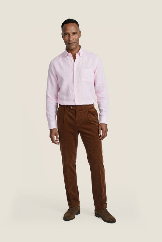 Shirt linen long sleeves | Pink