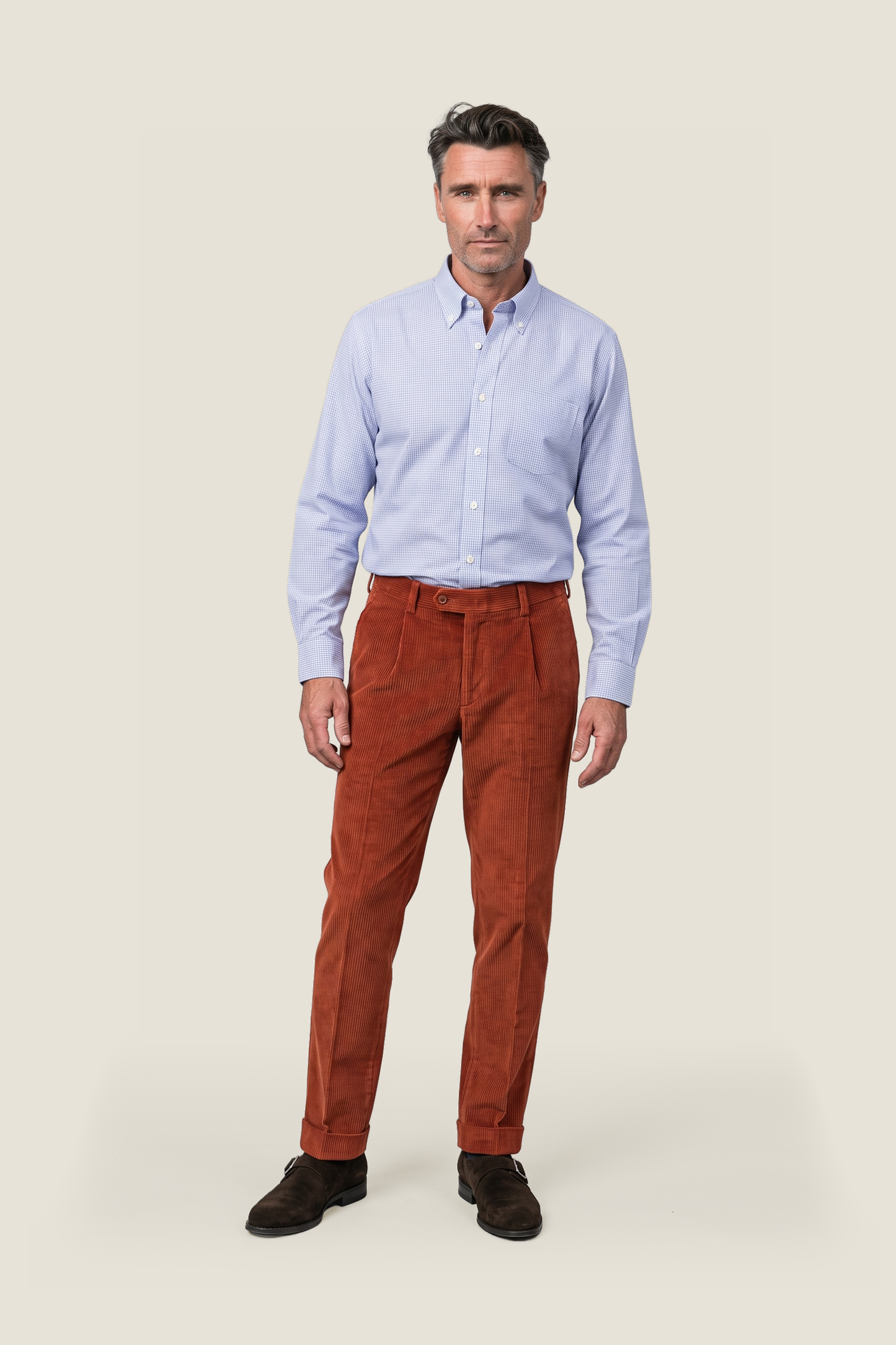 Shirt Button Down | Blauw Ruit Micro