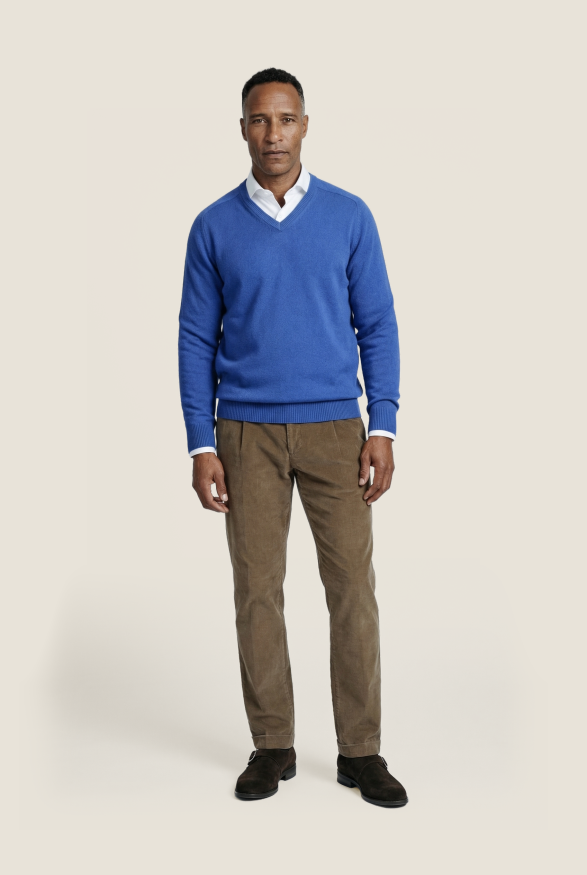 Classic Lambswool v-neck sweater | Blue