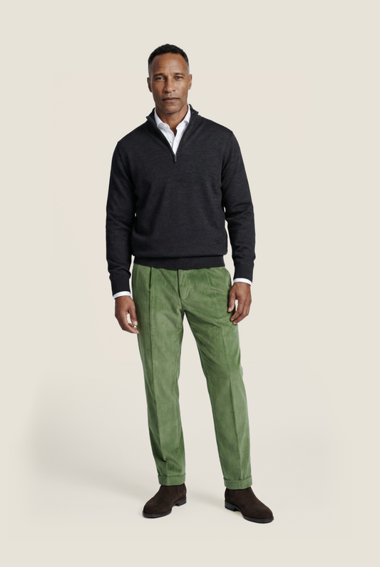 Merino Turtle rits | Charcoal