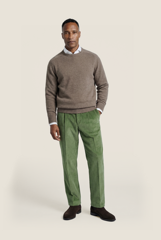 Rundhalspullover aus Lammwolle | Braun