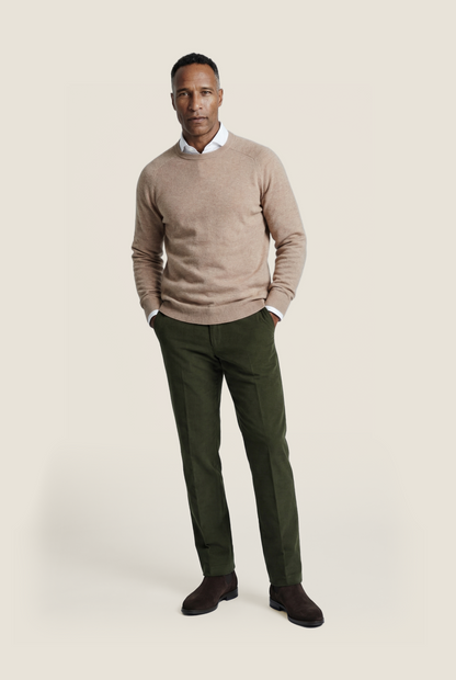 Pullover Lambswool round neck | Brown