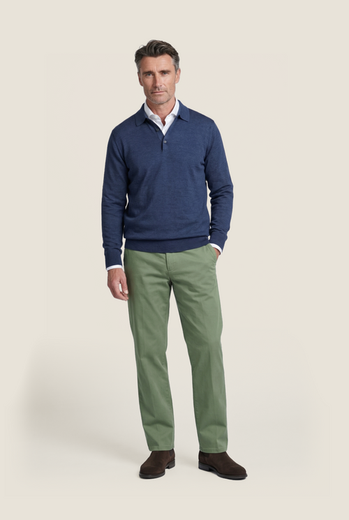 Polo-Pullover aus Merinowolle | Blau