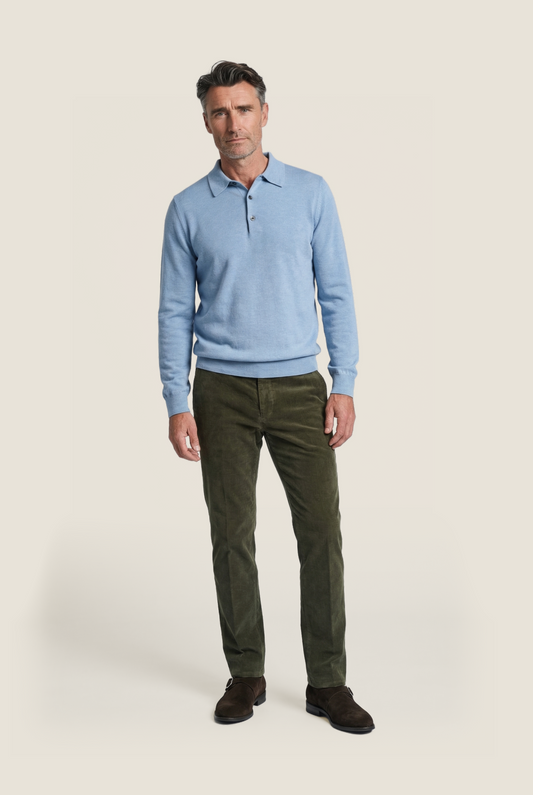 Pullover polo merino wool | Light Blue
