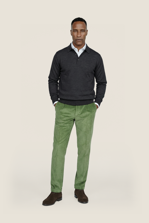 Polo-Pullover aus Merinowolle | Anthrazit