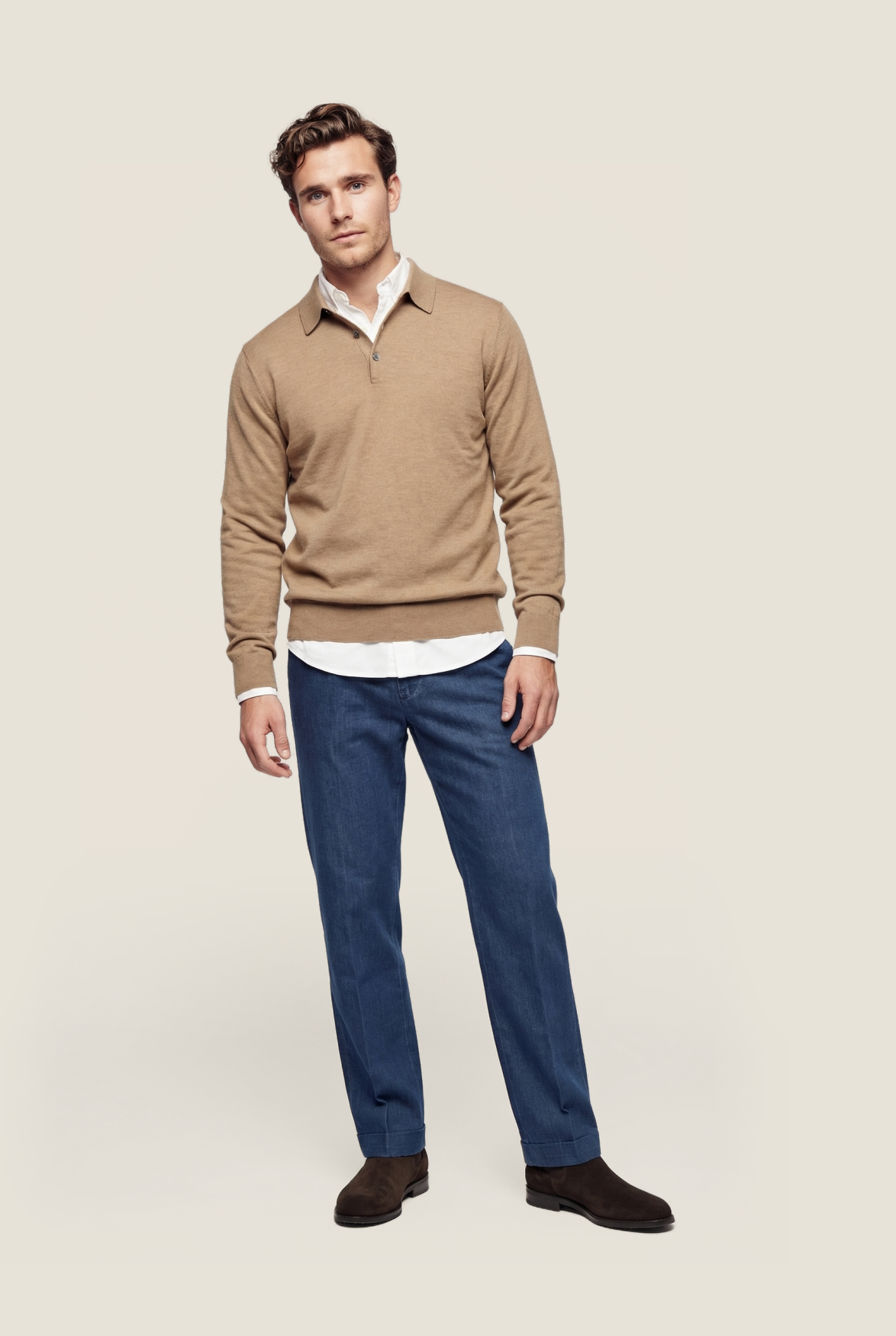 Polo-Pullover aus Merinowolle | Braun