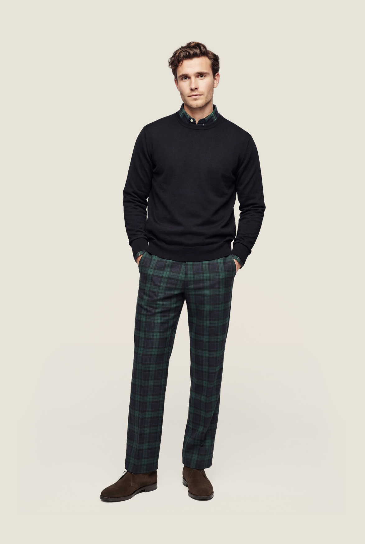 Merino wool round neck sweater | Navy