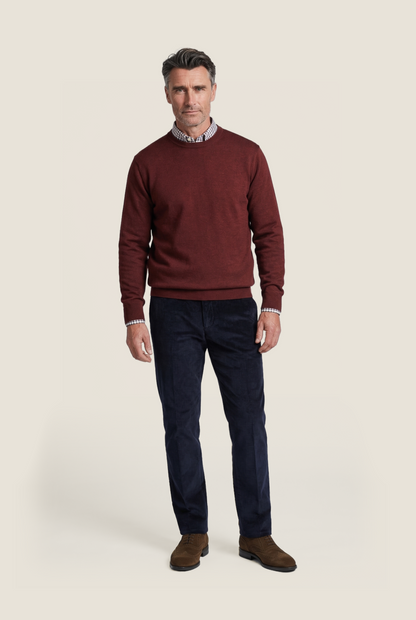 Merino wool round neck sweater | Bordeaux