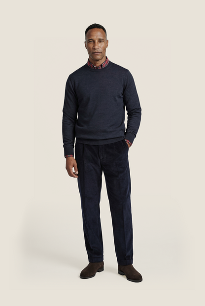 Merino wool round neck sweater | Blue-grey