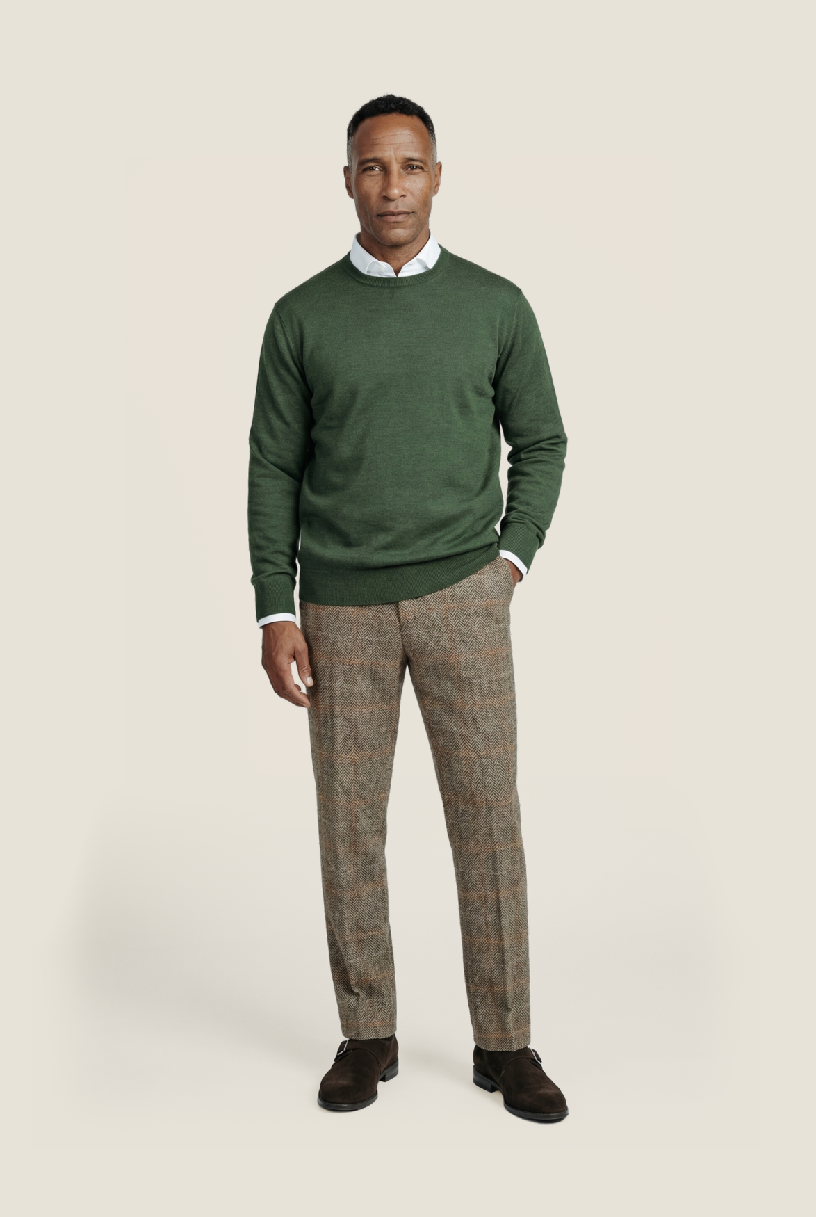 Merino wool round neck sweater | Green