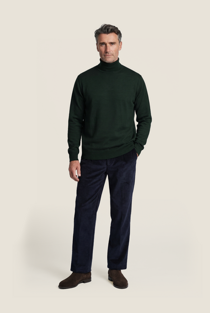 Merino Roll Neck Pullover | Fles Groen