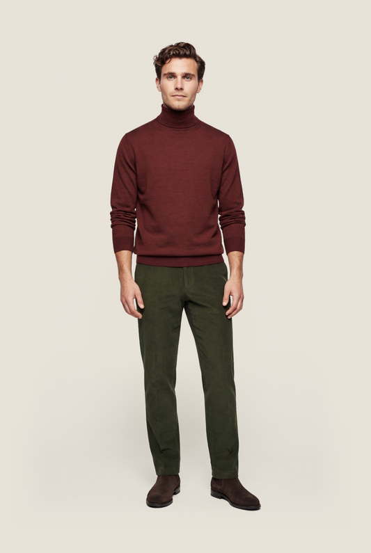 Rollkragenpullover aus Merinowolle | Bordeaux