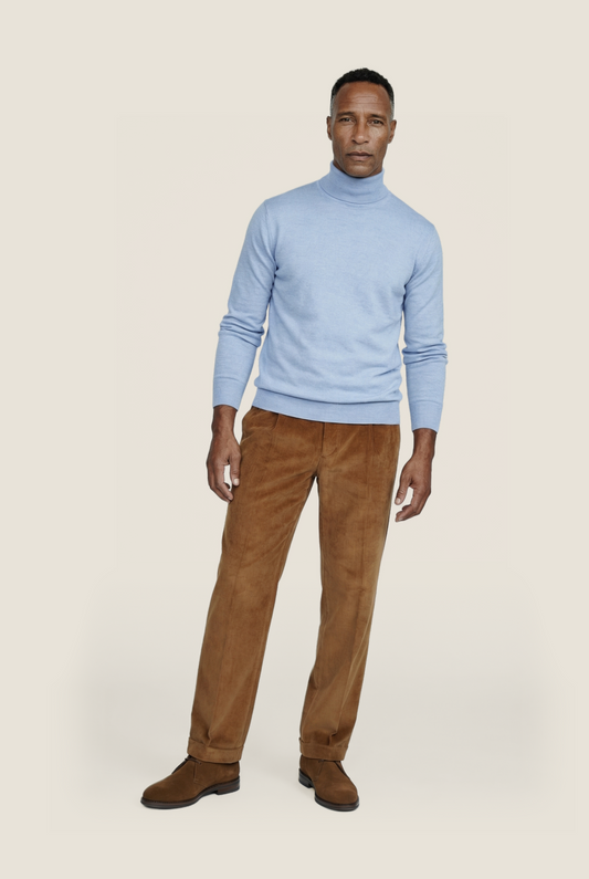 Rollkragenpullover aus Merinowolle | Hellblau