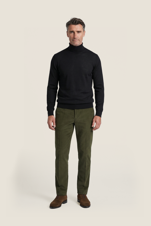 Rollkragenpullover aus Merinowolle | Schwarz