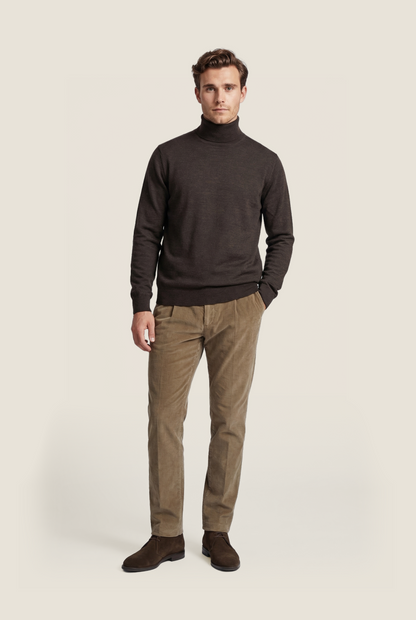 Rollkragenpullover aus Merinowolle | Dunkelbraun