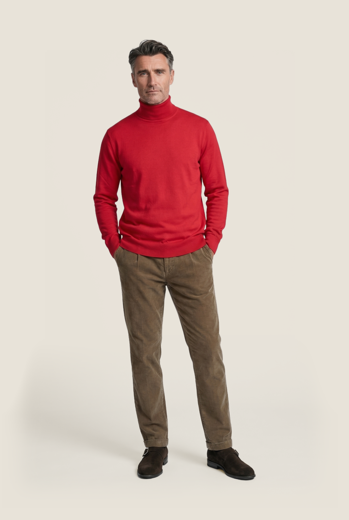 Rollkragenpullover aus Merinowolle | Rot